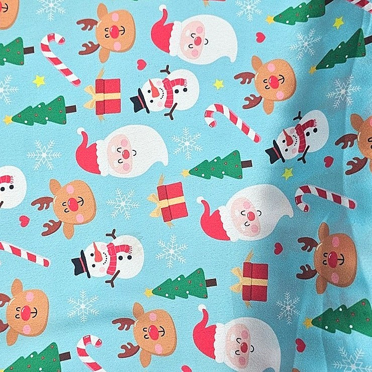 Blue Printed Satin Fabric - EB11392 - EB11392 - Flat fabric