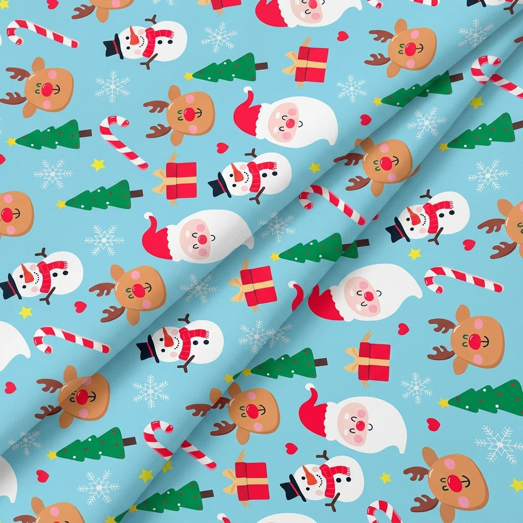 Folded Printed Blue Printed Satin Fabric