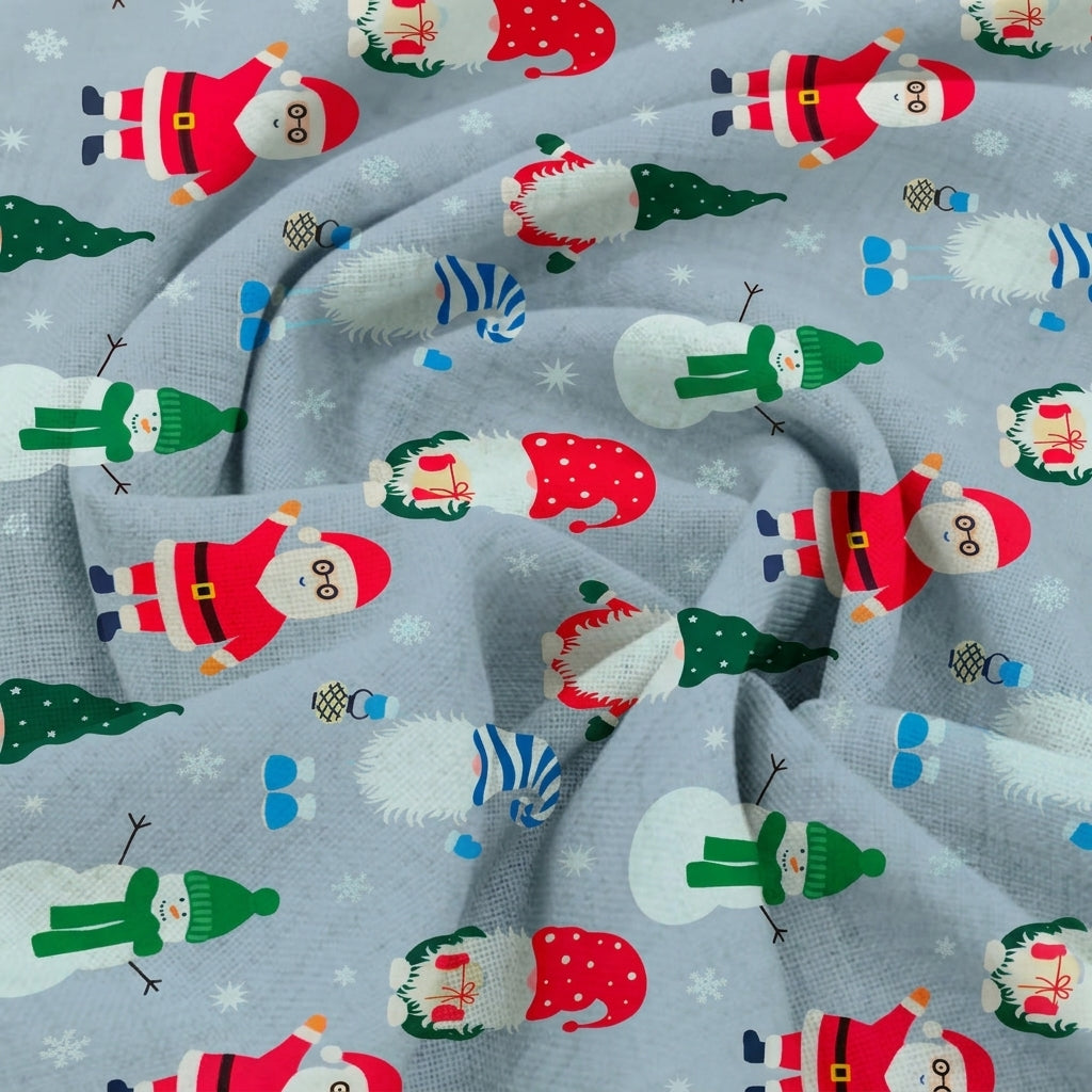 Swirled Printed Grey Printed Satin Fabric