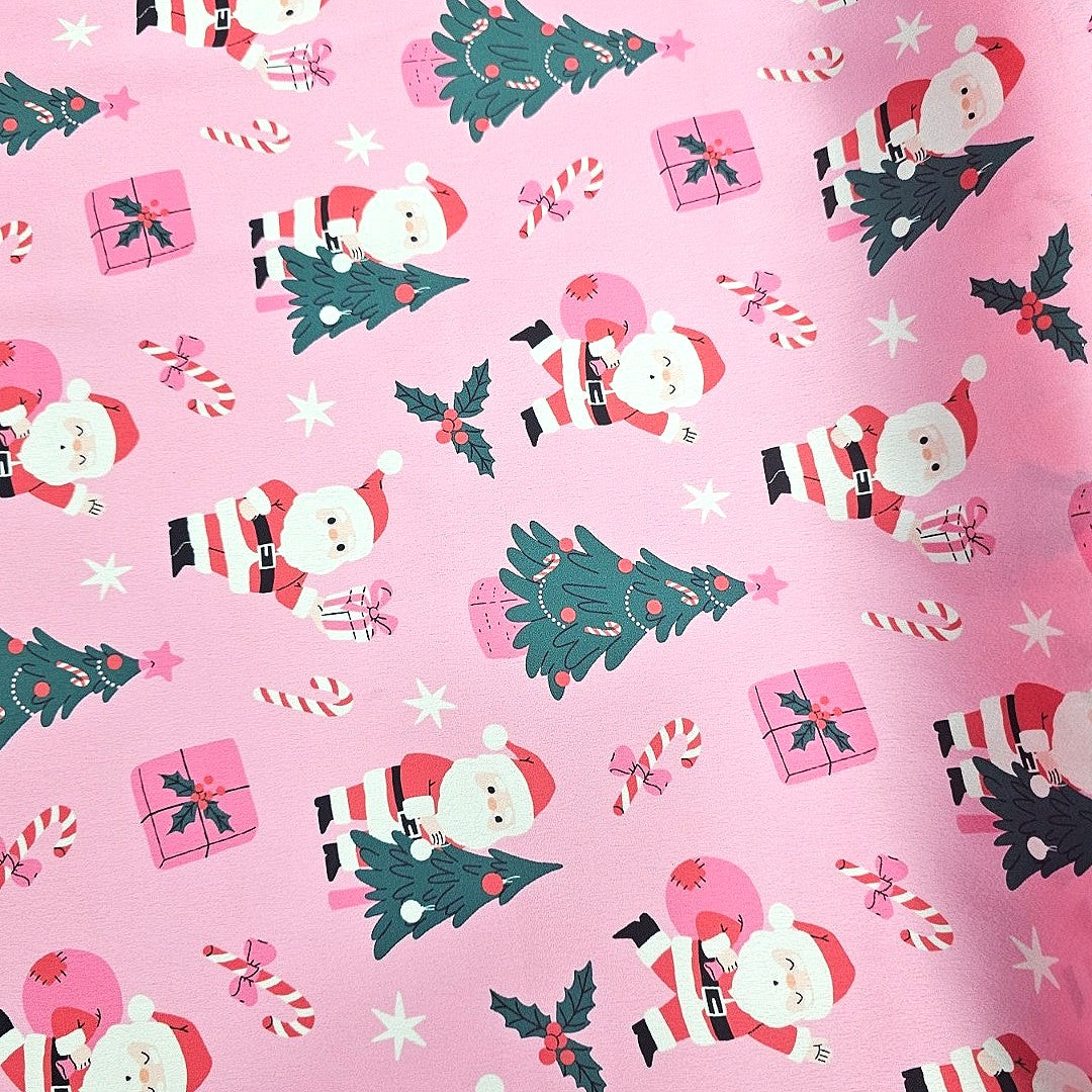 Pink Printed Satin Fabric - EB11396 - EB11396 - Flat fabric
