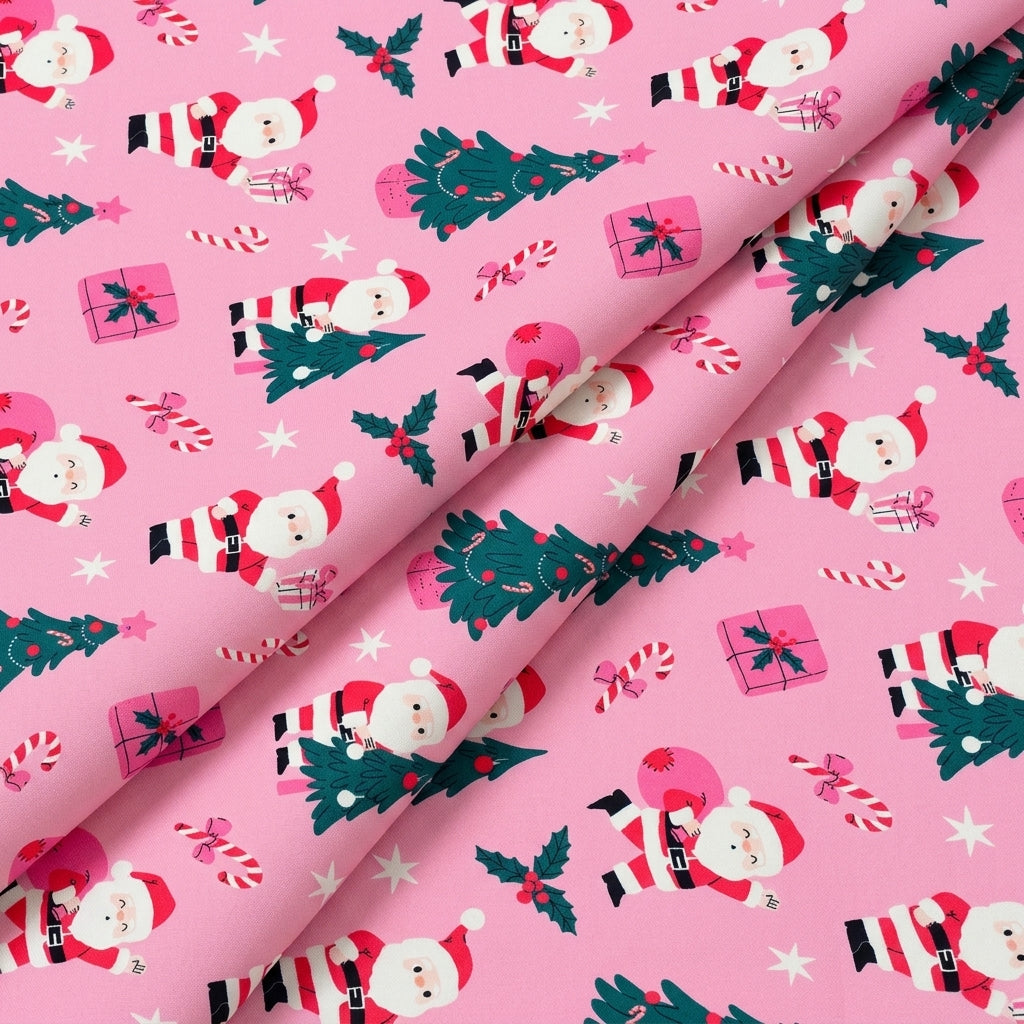 Folded Printed Pink Printed Satin Fabric