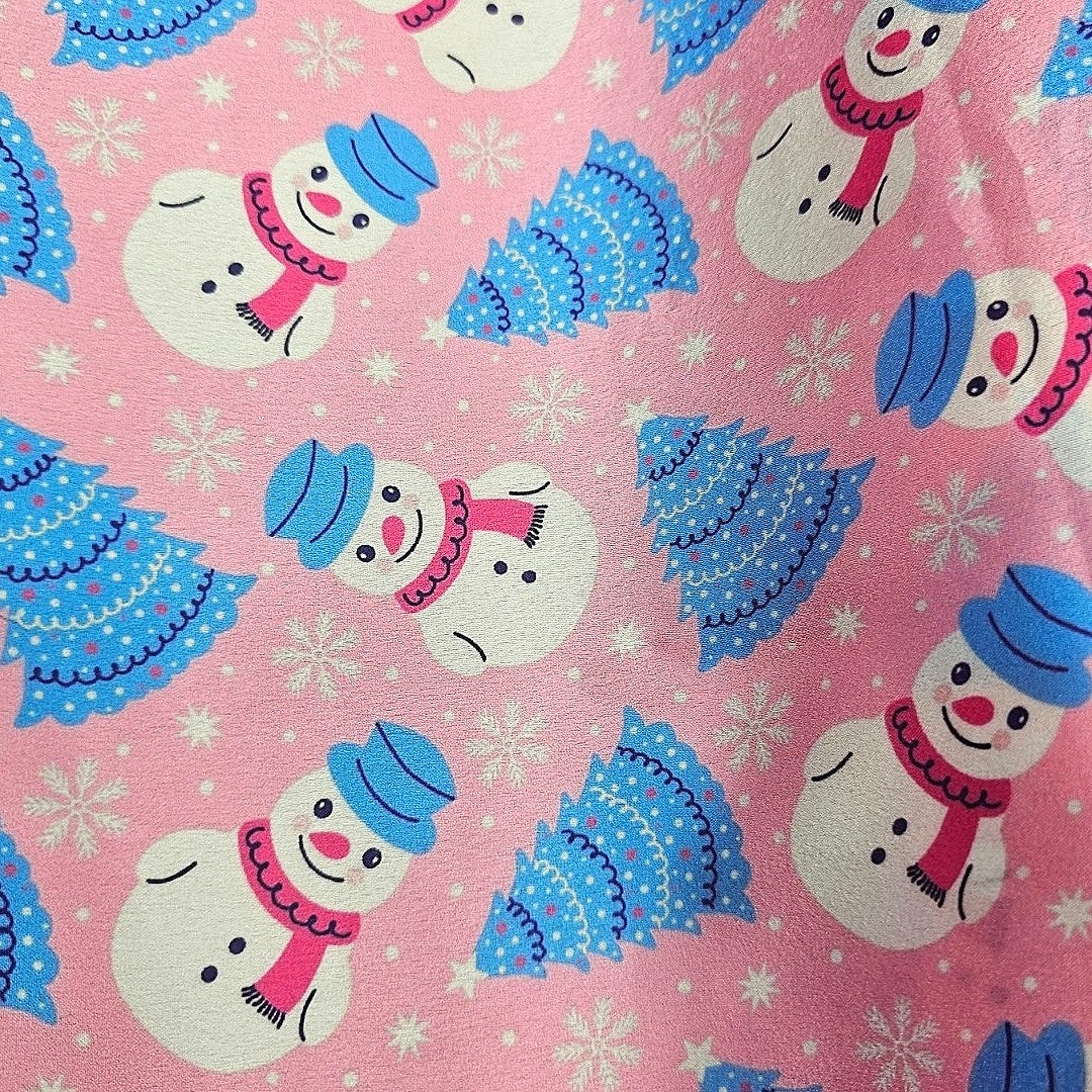 Pink Printed Satin Fabric - EB11397 - EB11397 - Flat fabric