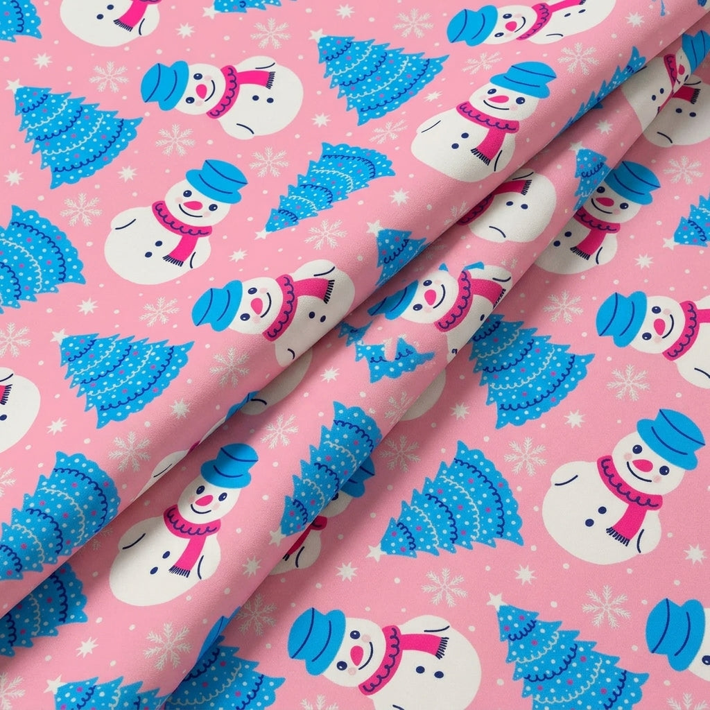 Folded Printed Pink Printed Satin Fabric