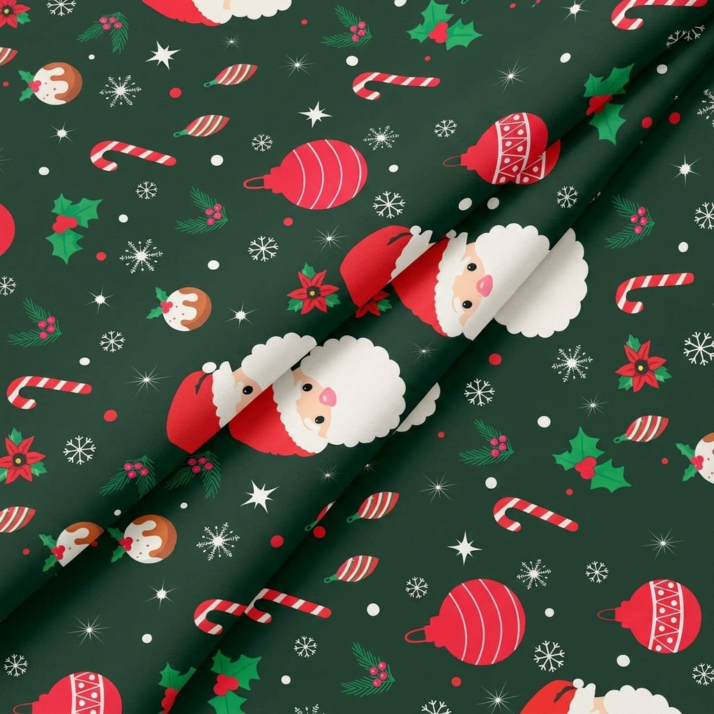 Folded Printed Green Printed Satin Fabric