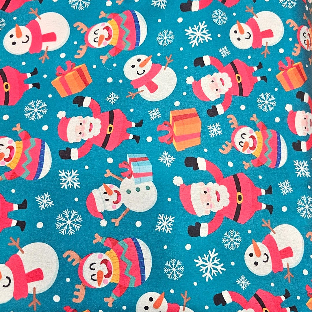 Blue Printed Satin Fabric - EB11399 - EB11399 - Flat fabric