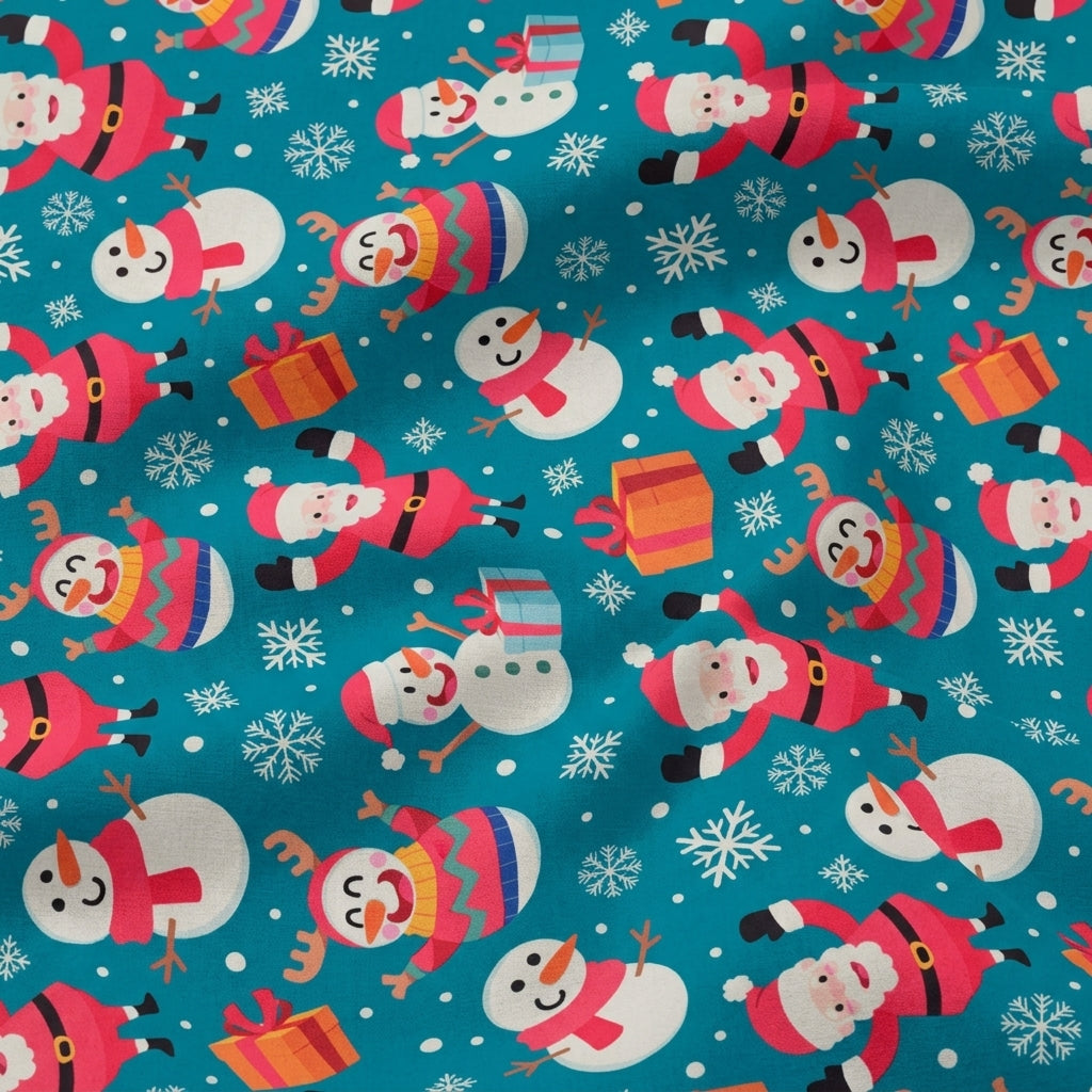 Swirled Printed Blue Printed Satin Fabric