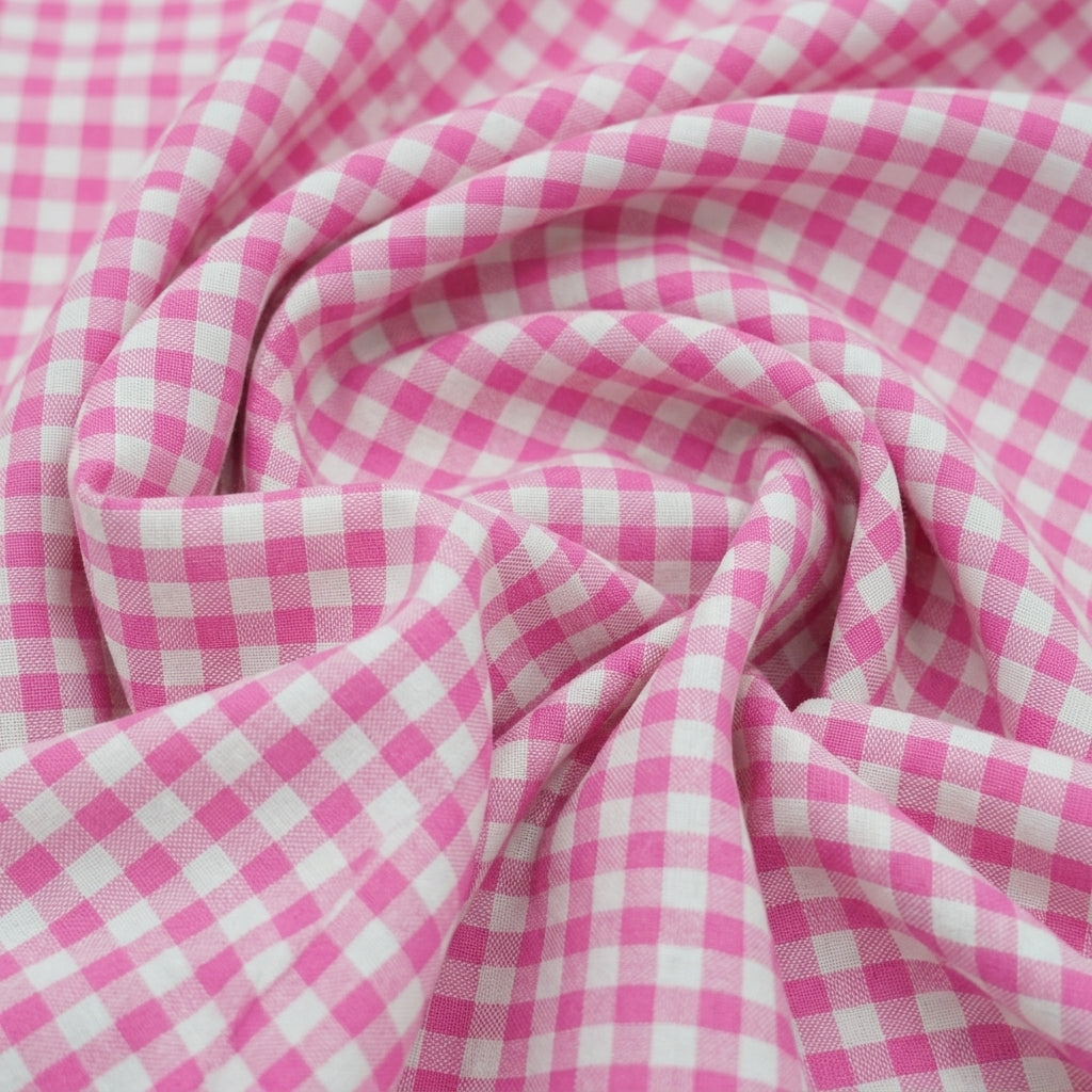 Swirled Checked Pink Checked Terry Cotton Fabric