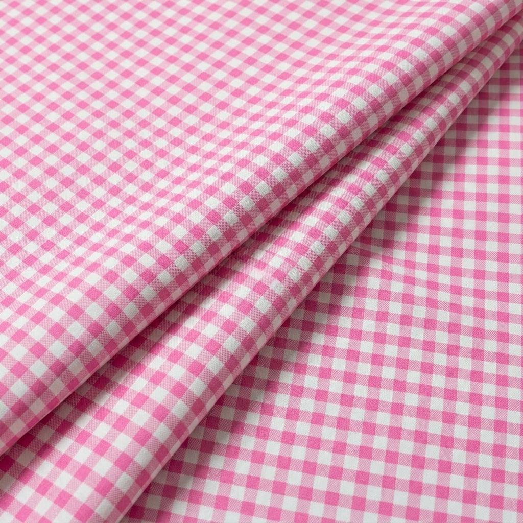Folded Checked Pink Checked Terry Cotton Fabric