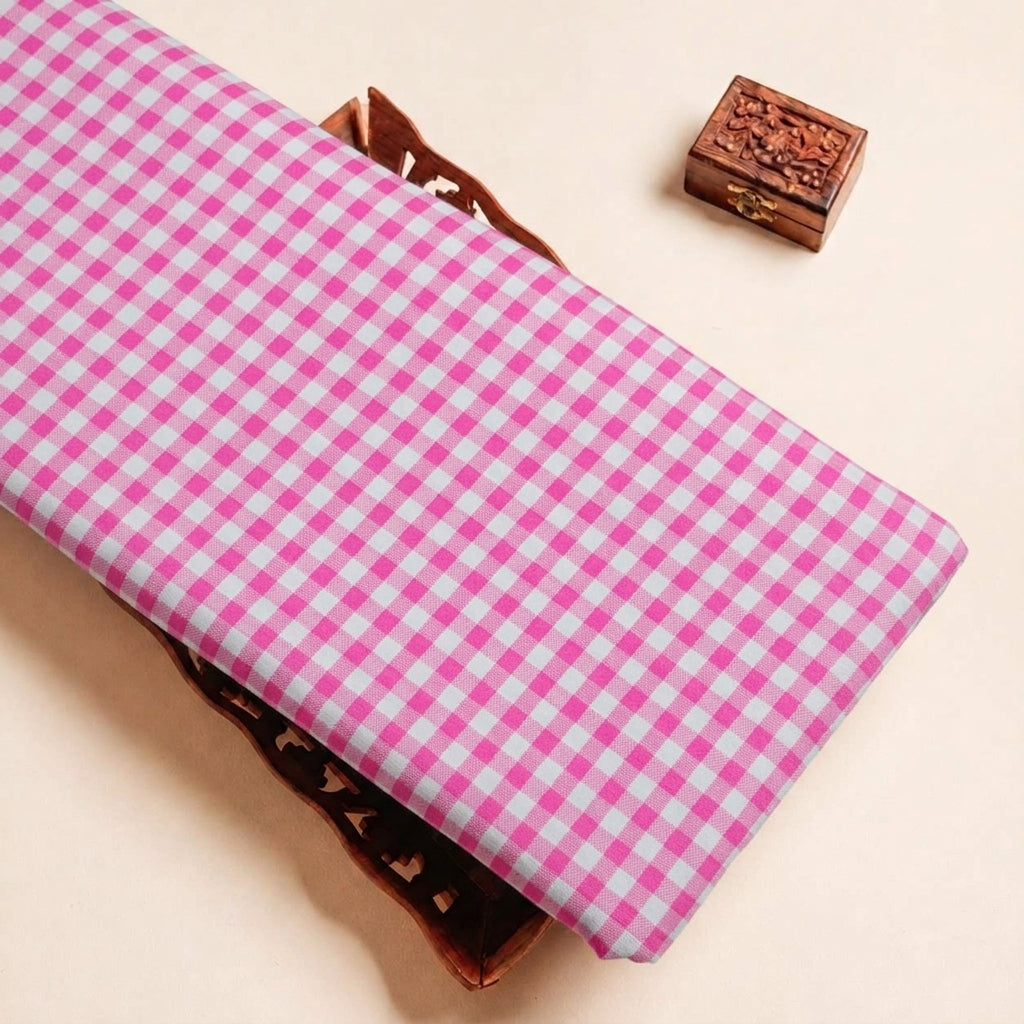 Pink Checked Terry Cotton Fabric - EB11408 - EB11408 - tray_3