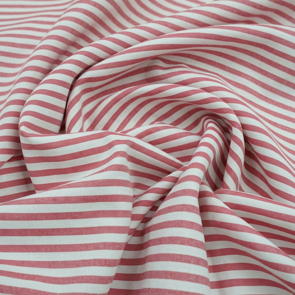 Swirled Stripes Light Red Stripes Terry Cotton Fabric