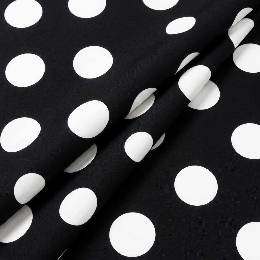 Folded Polka Dots Black Polka Dots Satin Fabric