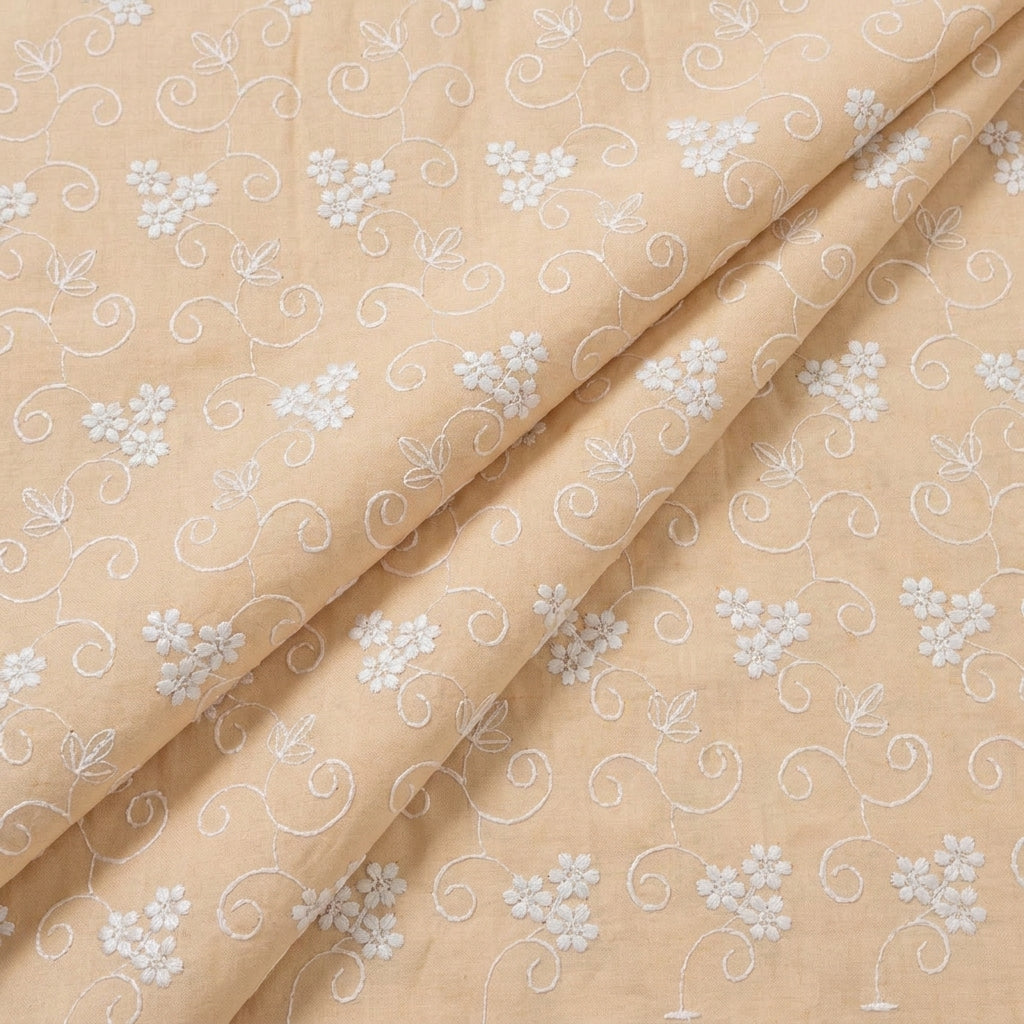 Folded Embroidery Peach Embroidery Cotton Fabric