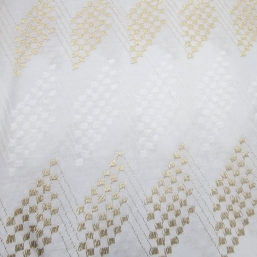White Embroidery Cotton Fabric - EB11463