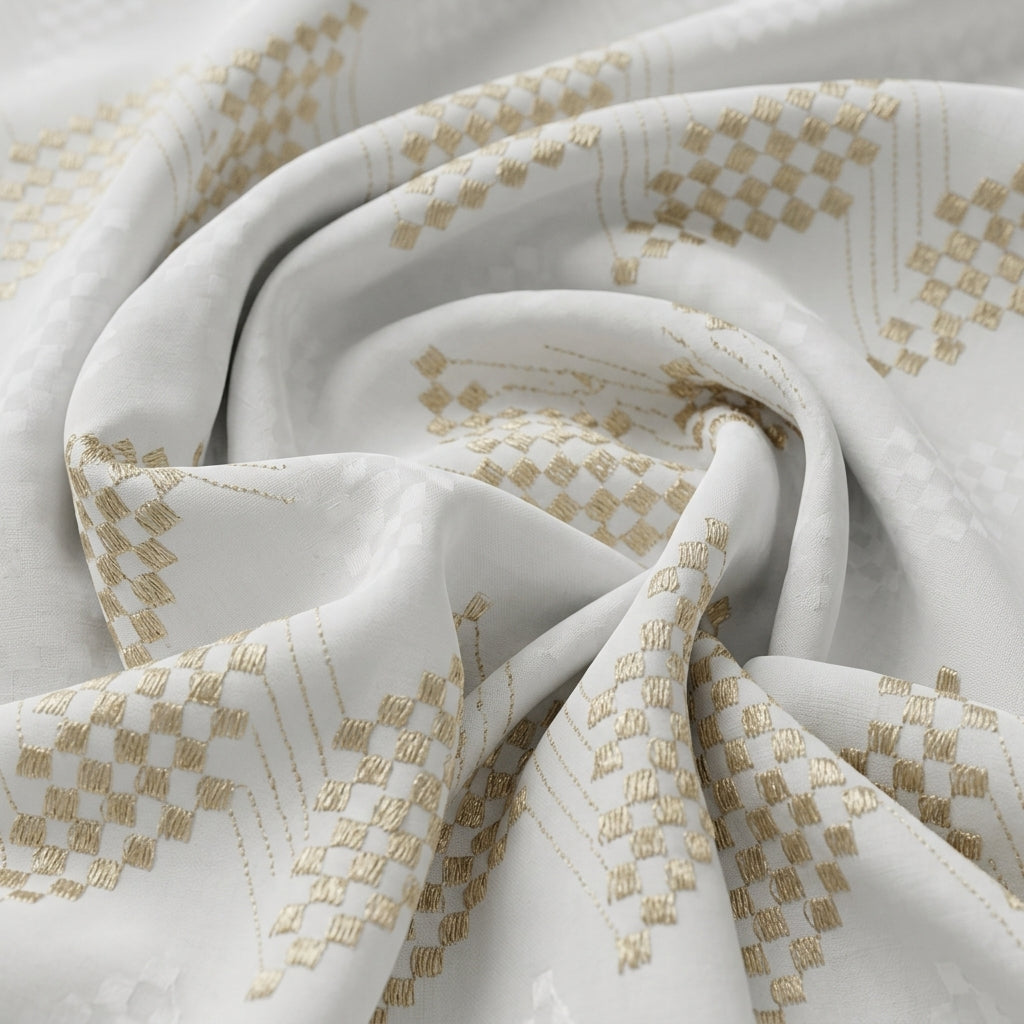 White Embroidery Cotton Fabric - EB11463