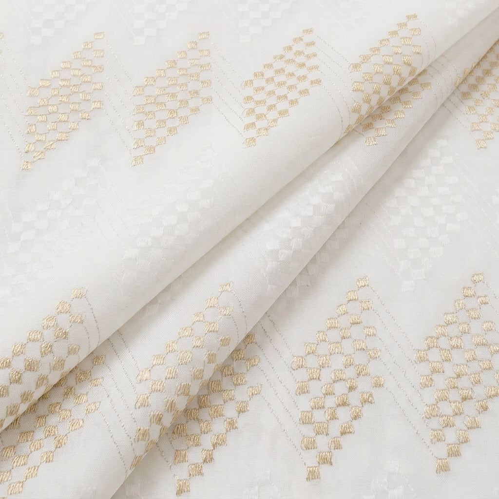 White Embroidery Cotton Fabric - EB11463