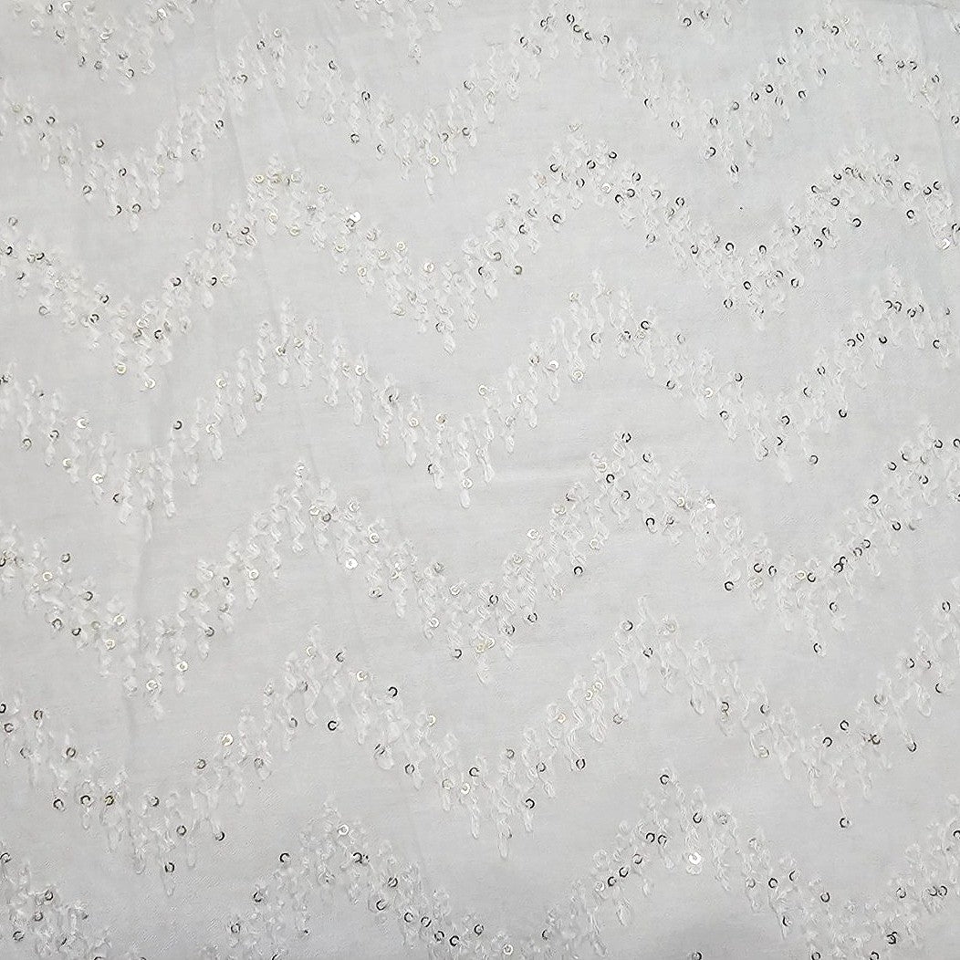 White Embroidery Cotton Fabric - EB11465