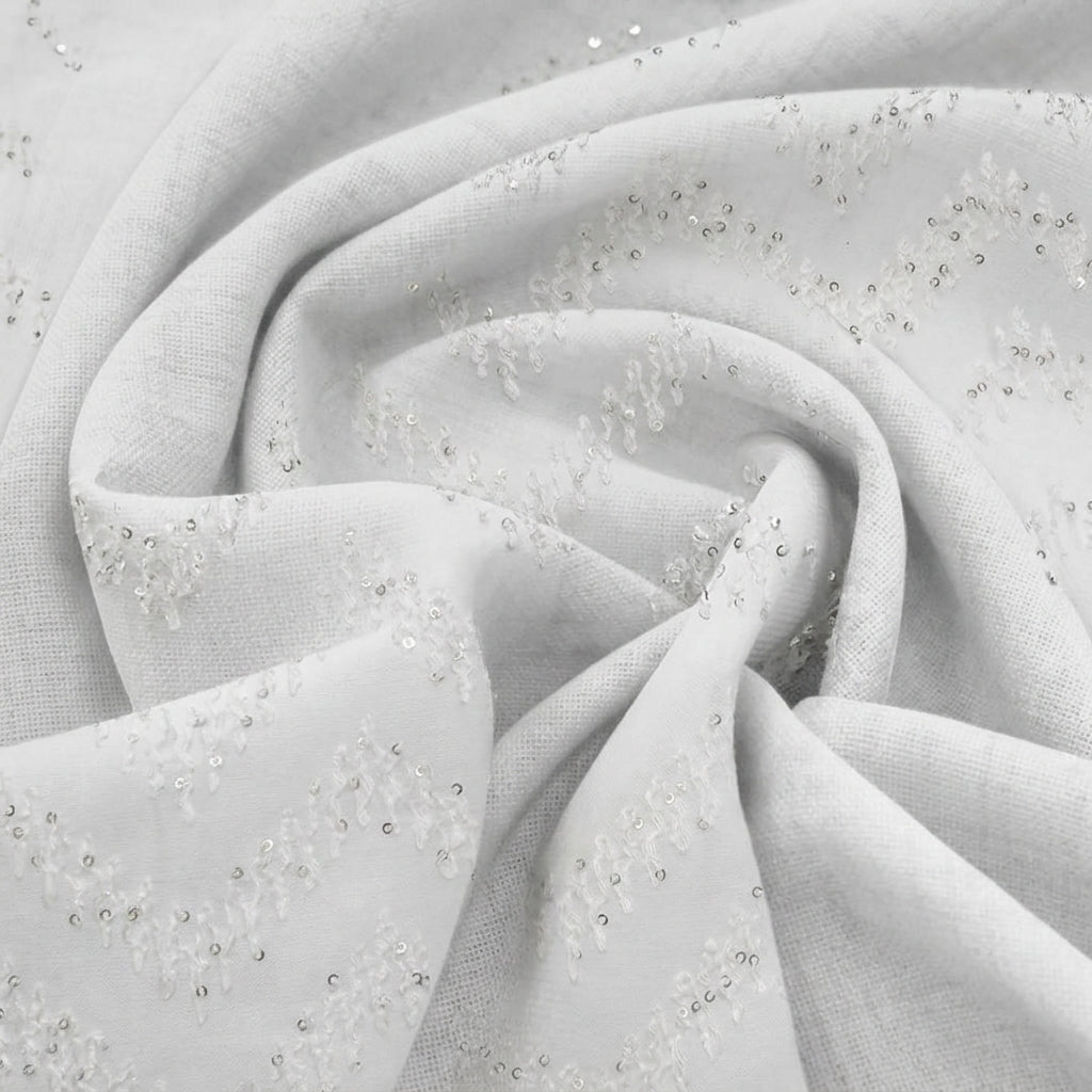 White Embroidery Cotton Fabric - EB11465