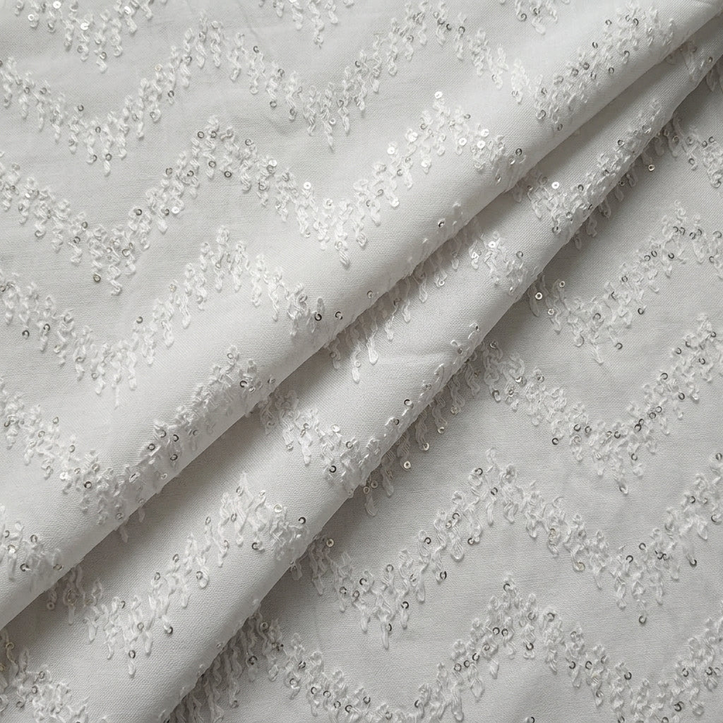 White Embroidery Cotton Fabric - EB11465