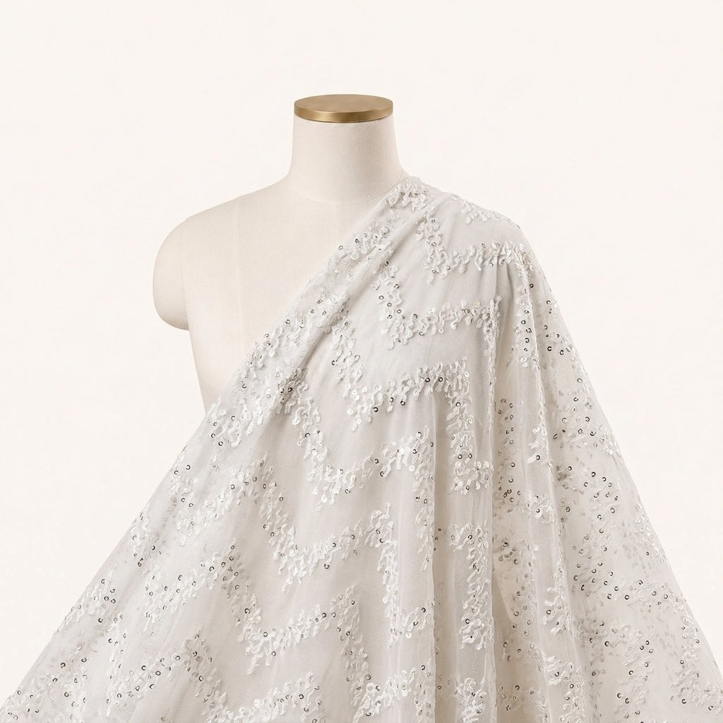 White Embroidery Cotton Fabric - EB11465