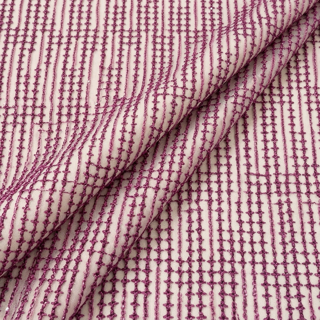 Folded Embroidery Pink Embroidery Net Fabric