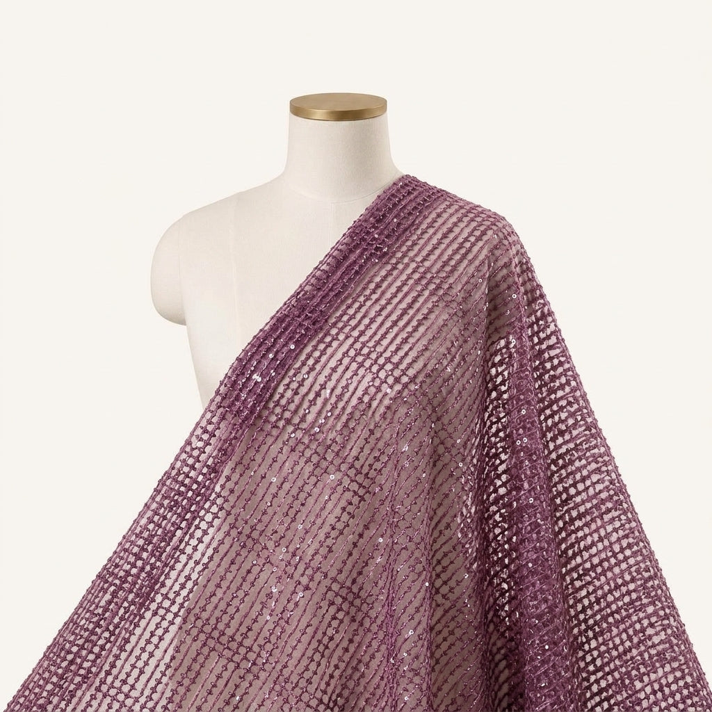Embroidery Pink Embroidery Net Fabric Draped as a saree