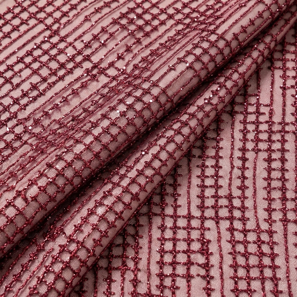 Folded Embroidery Pink Embroidery Net Fabric