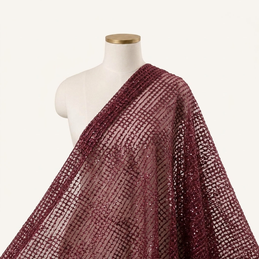 Embroidery Pink Embroidery Net Fabric Draped as a saree
