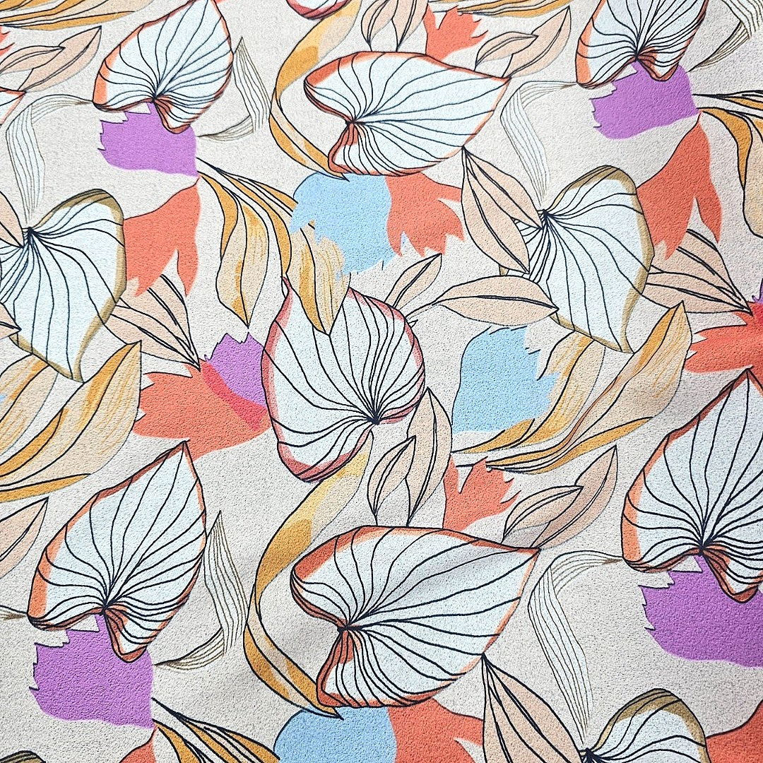 Fawn Leaf Crepe Fabric - EB11597 - EB11597 - Flat fabric