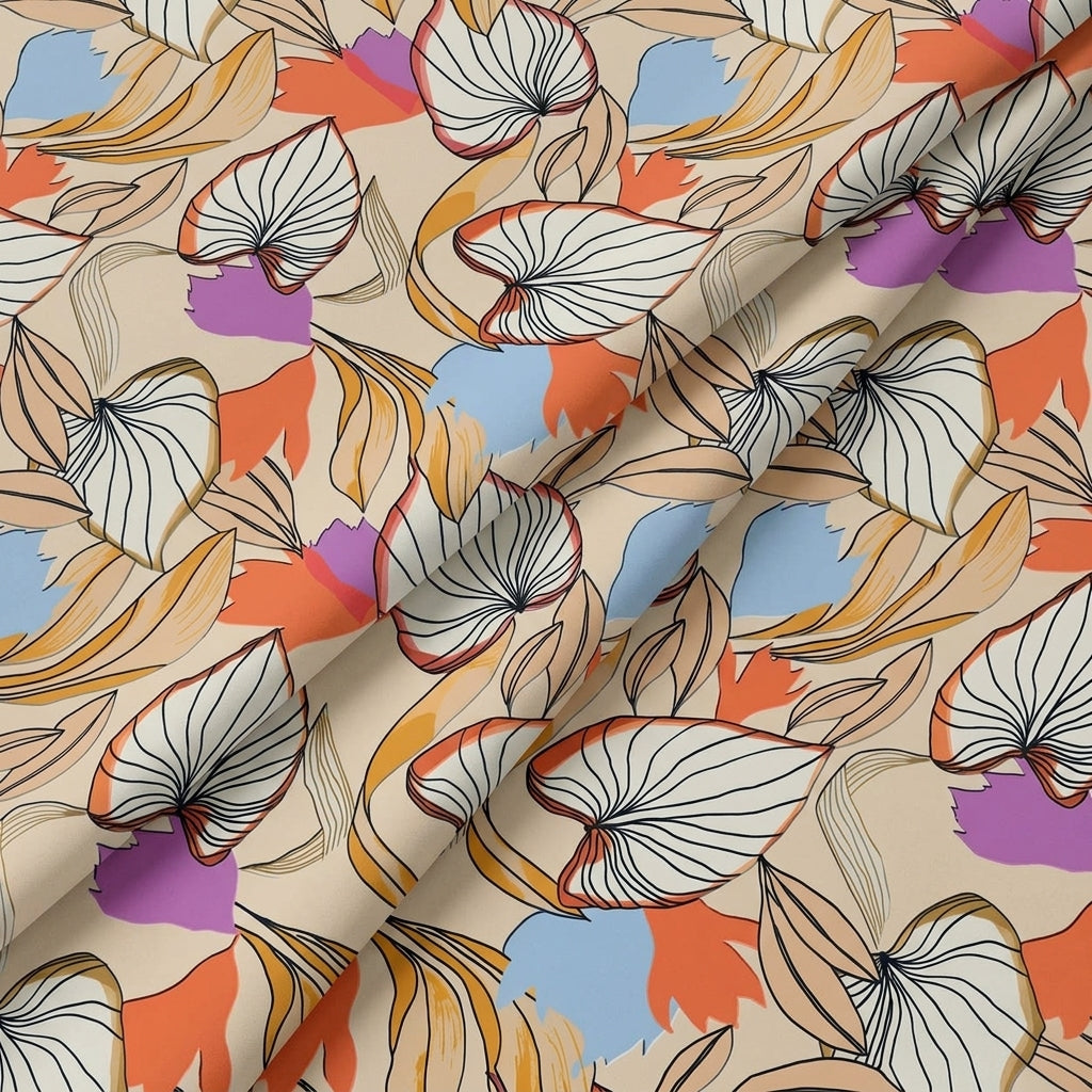 Folded Leaf Fawn Leaf Crepe Fabric