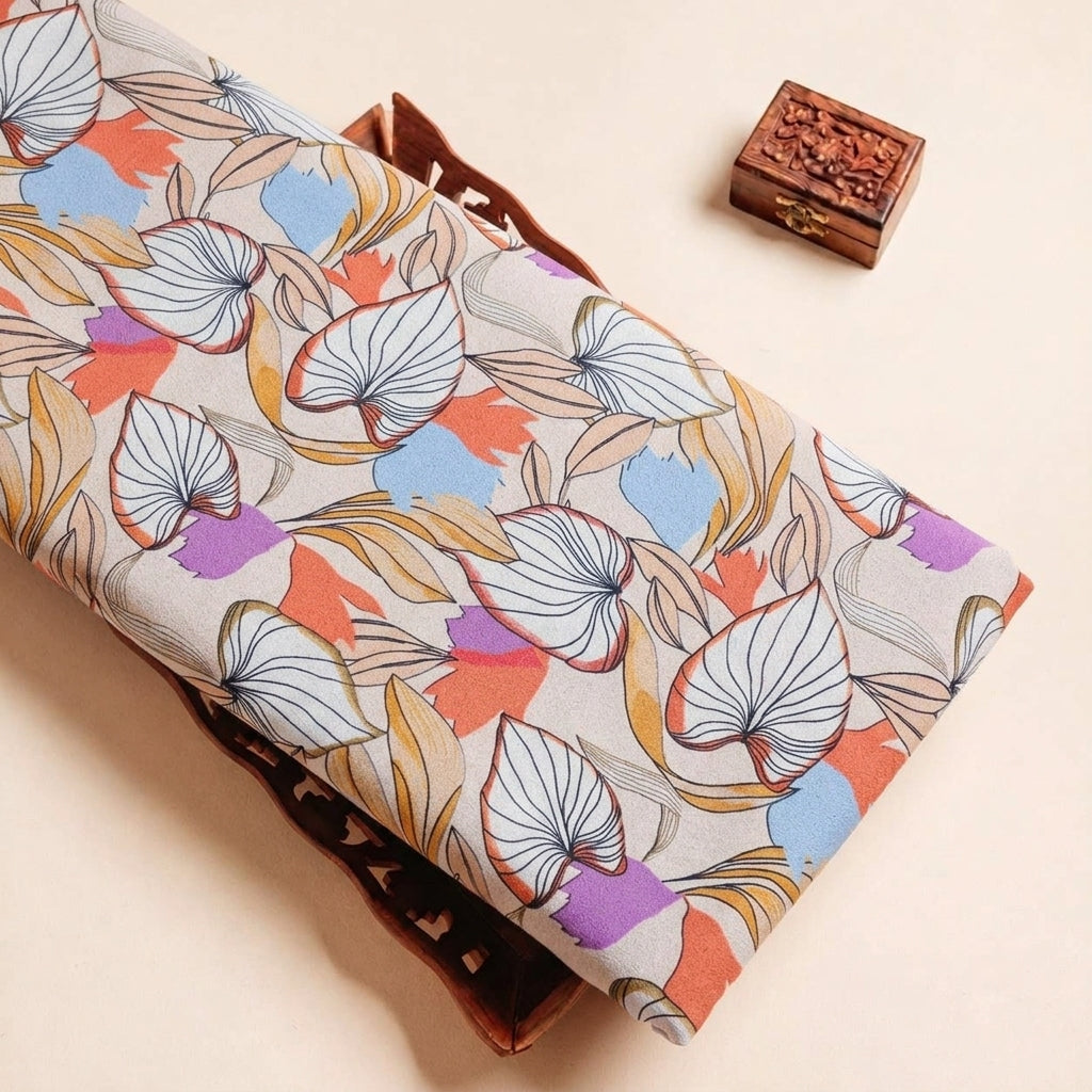 Folded Fawn Leaf Crepe Fabric Highlighting and Texture