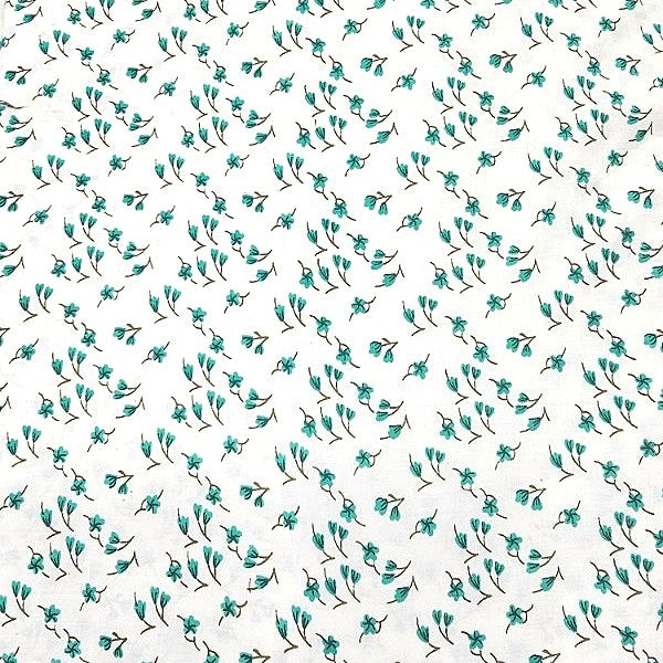 Cream Floral Cotton Fabric - EB1166 - EB1166 - Flat fabric