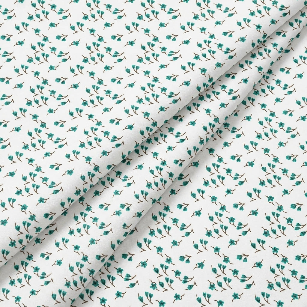 Folded Floral Cream Floral Cotton Fabric