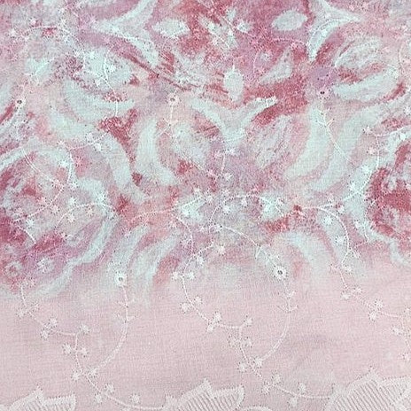 Pink Embroidery Cotton Fabric - EB11705 - EB11705 - Flat fabric