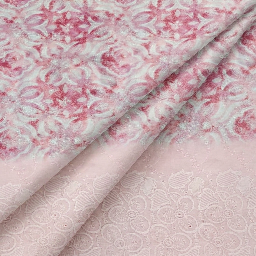 Pink Embroidery Cotton Fabric - EB11705 - EB11705 - folds