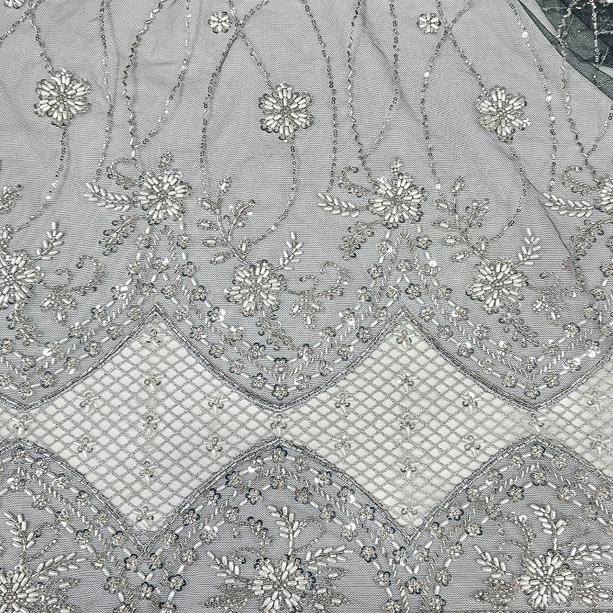 Dark Green Embroidery Net Fabric - EB11719 - EB11719 - Flat fabric