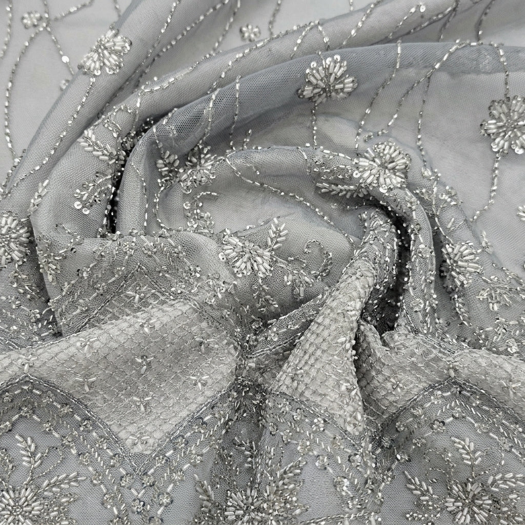 Dark Green Embroidery Net Fabric - EB11719 - EB11719 - Swirl