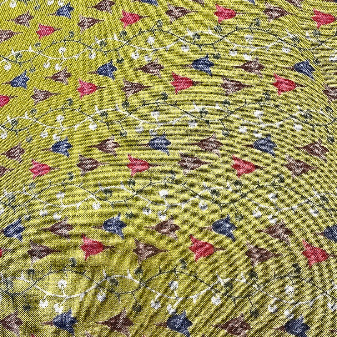 Mustard Yellow Floral Rayon Fabric - EB11788