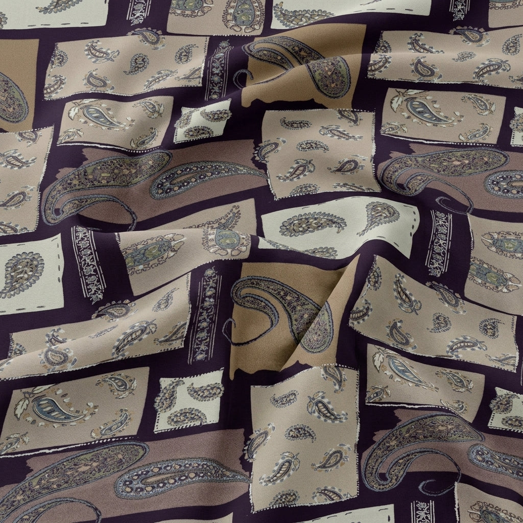 Swirled Paisley Purple Paisley Rayon Fabric