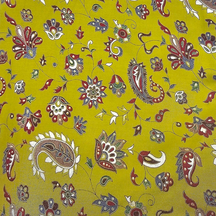 Mustard Yellow Paisley Rayon Fabric - EB11915