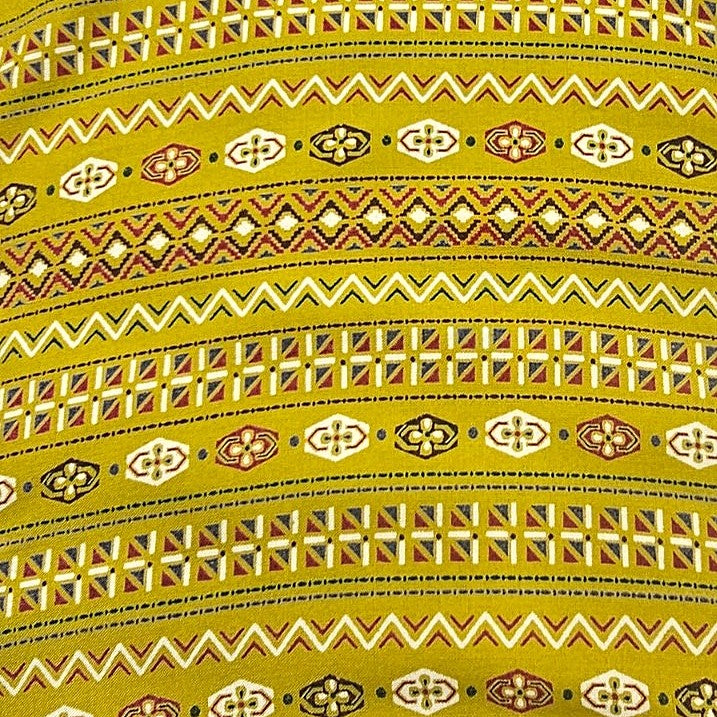 Mustard Yellow Striped Rayon Fabric - EB11922