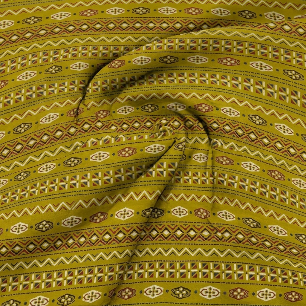 Mustard Yellow Striped Rayon Fabric - EB11922