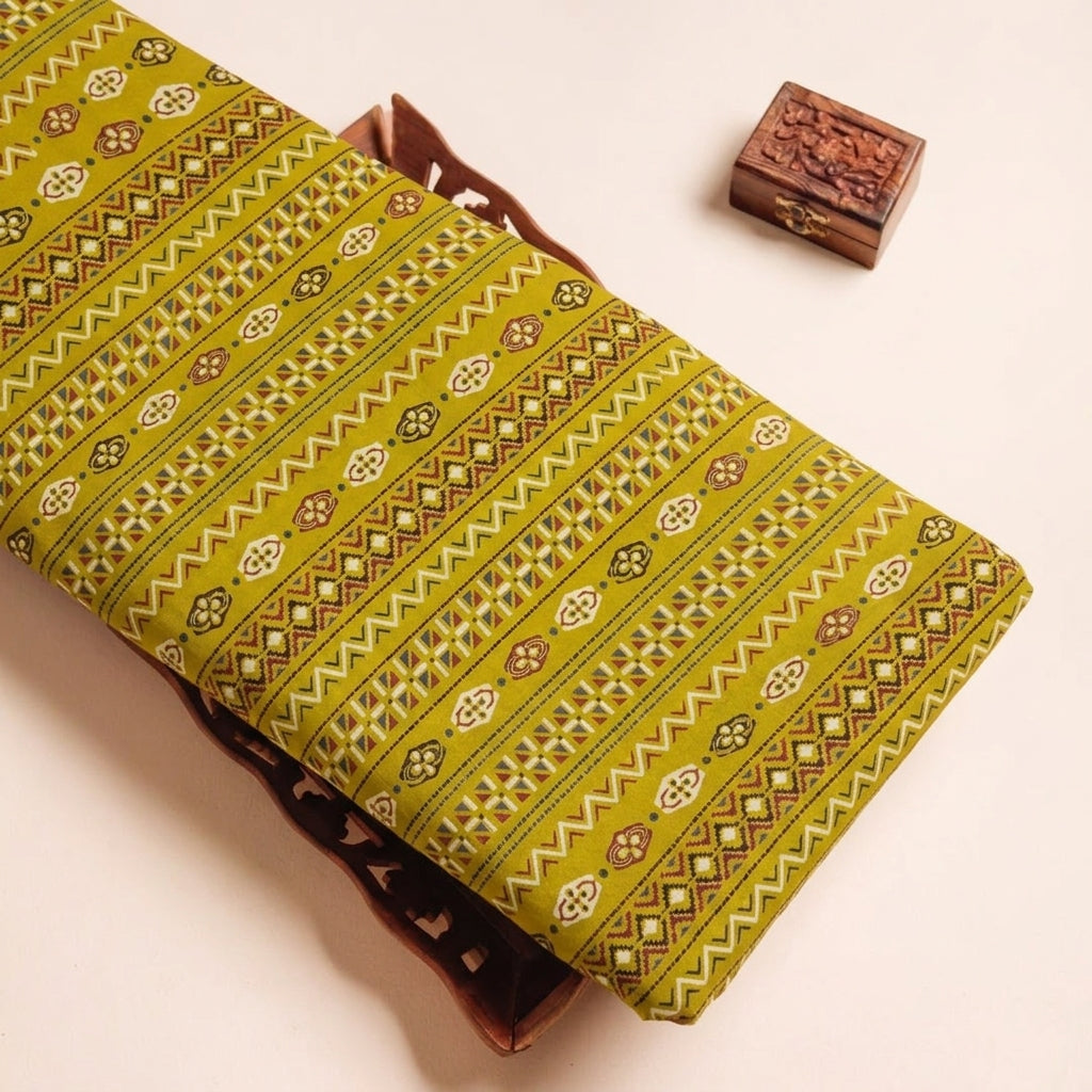 Mustard Yellow Striped Rayon Fabric - EB11922