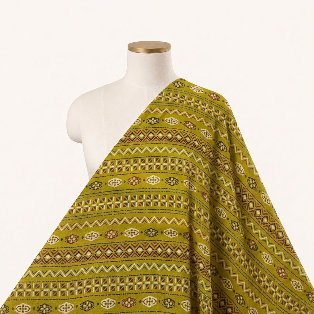 Mustard Yellow Striped Rayon Fabric - EB11922