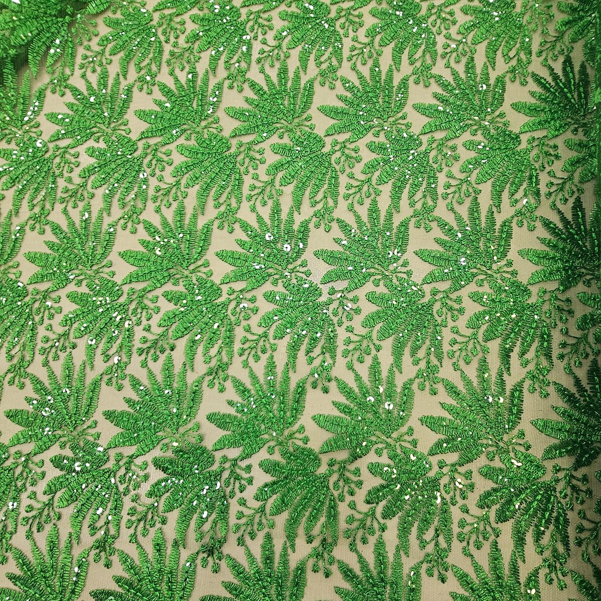 Green Embroidery Net Fabric - EB12230 - EB12230 - Flat fabric