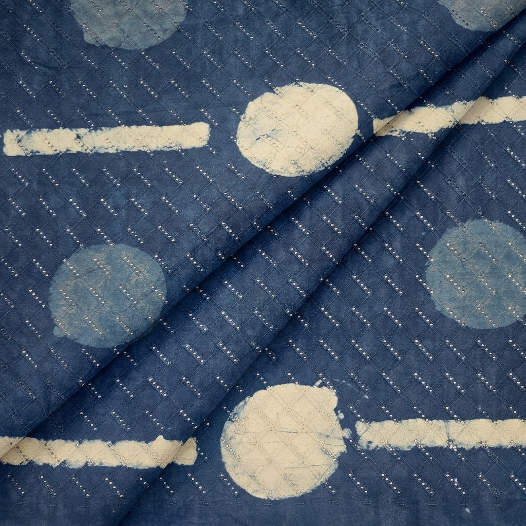 Folded Batik Indigo Batik Cotton Fabric