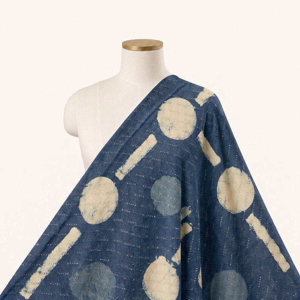 Batik Indigo Batik Cotton Fabric Draped as a saree