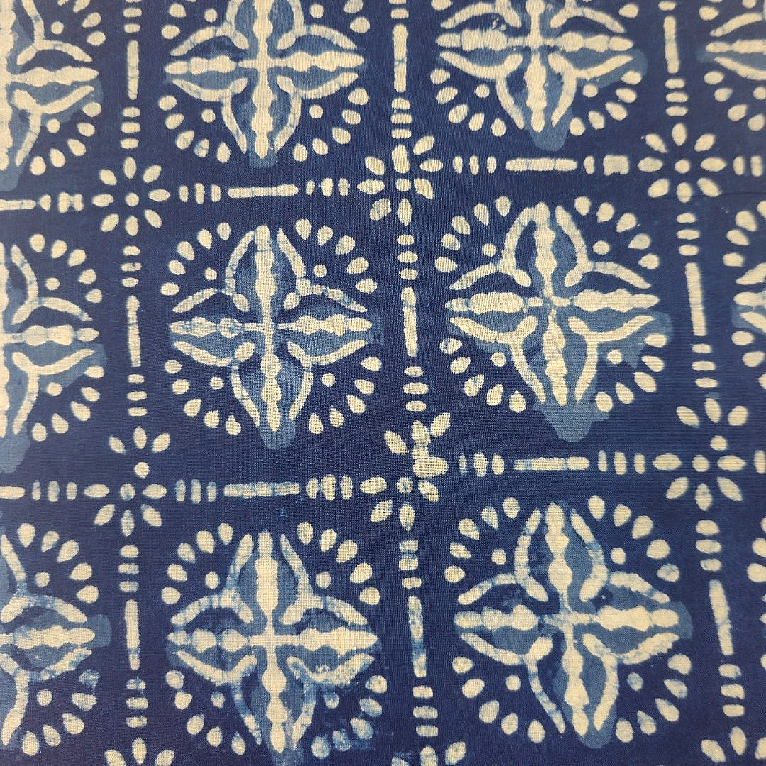 Indigo Block Print Cotton Fabric - EB12345