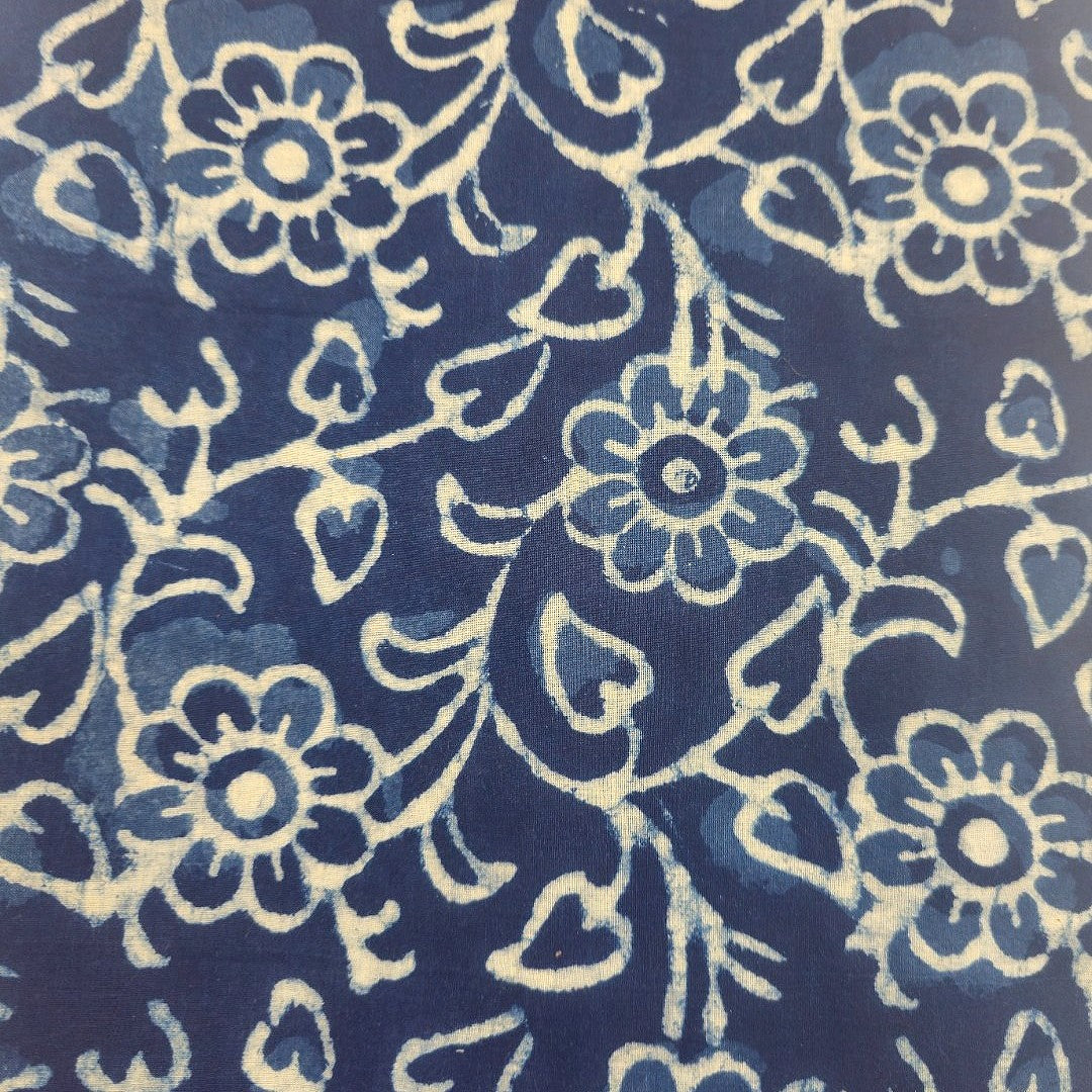 Indigo Floral Cotton Fabric - EB12347