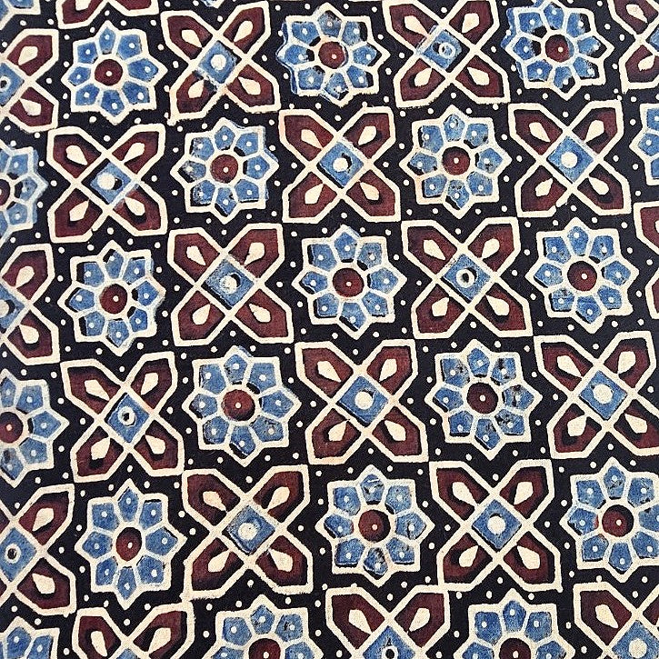 Black Ajrakh Cotton Fabric - EB12438 - EB12438 - Flat fabric