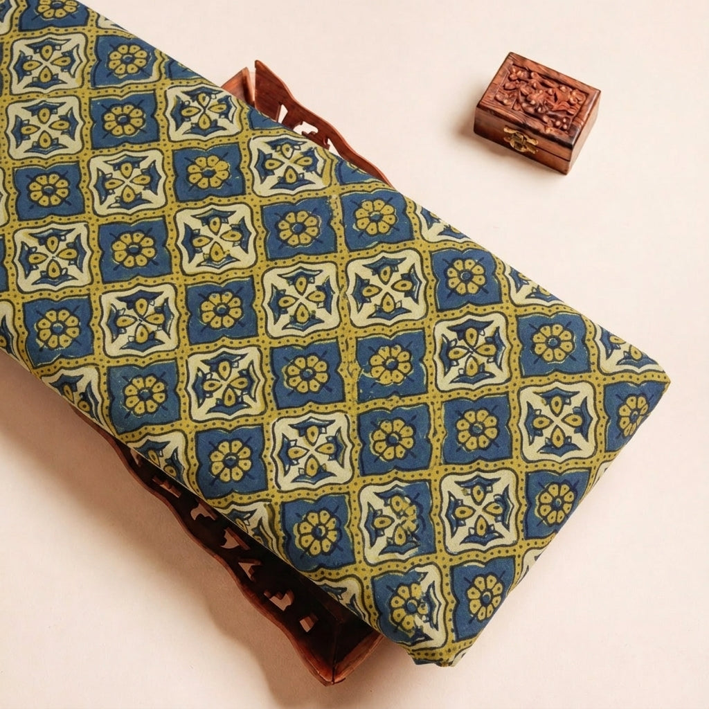 Blue Ajrakh Cotton Fabric - EB12441